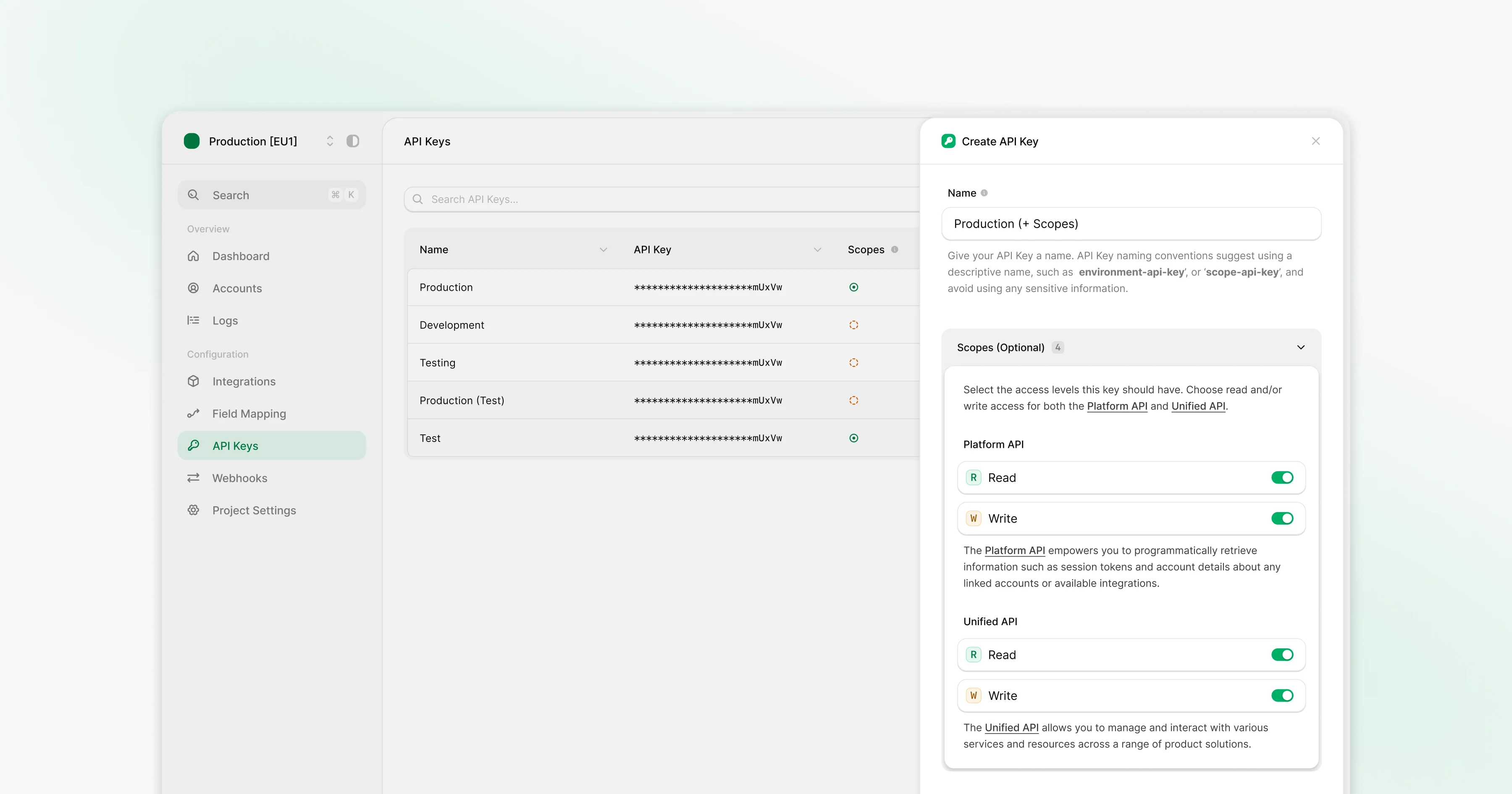 API Key Scopes